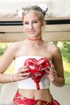 Beautiful Blonde Teen Nana Gets Naked On A Bench Swing While Wearing A Choker