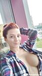Gorgeous Redhead Shows Off Her Big Tits & Her Tattoos While Taking Nudes