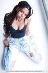 Petite Ebony Teen Removes Her Ripped Jeans After Uncovering Firm Tits